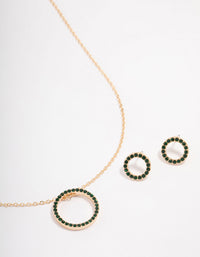 Gold Diamante Open Circle Jewellery Set - link has visual effect only