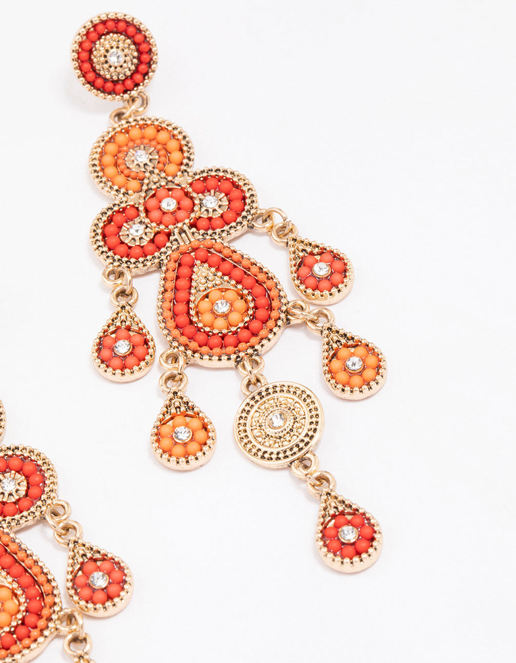 Orange Beaded Statement Earrings