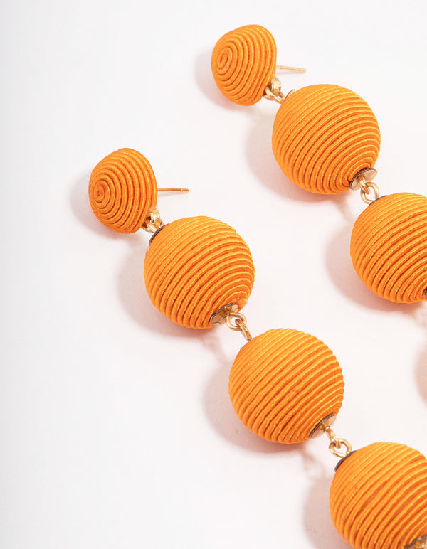 Orange Raffia Graduating Ball Drop Earrings