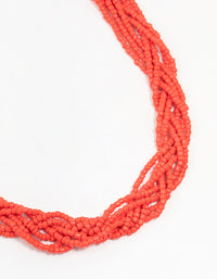 Red Beaded Twisted Layered Necklace - link has visual effect only