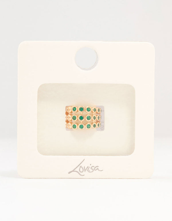 Gold Mini Round Cubic Zirconia Ear Cuff