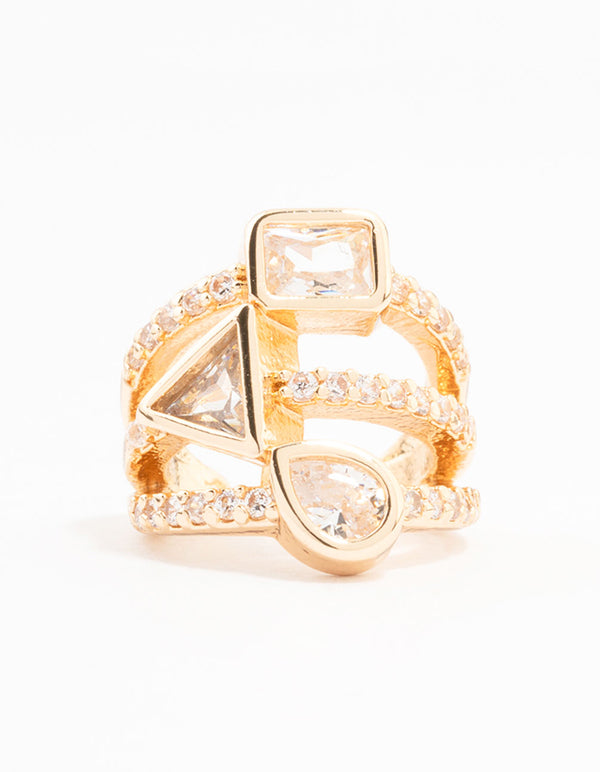 Gold Triangle Shaped Cubic Zirconia Ear Cuff