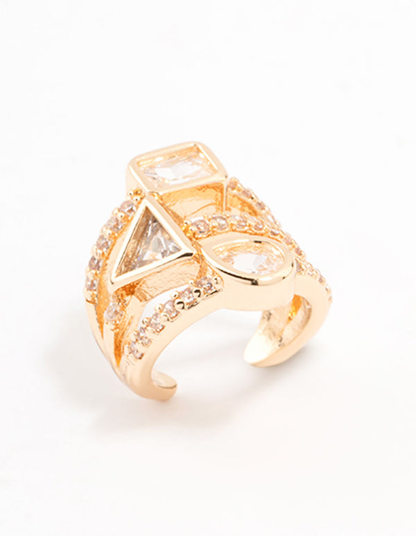 Gold Triangle Shaped Cubic Zirconia Ear Cuff