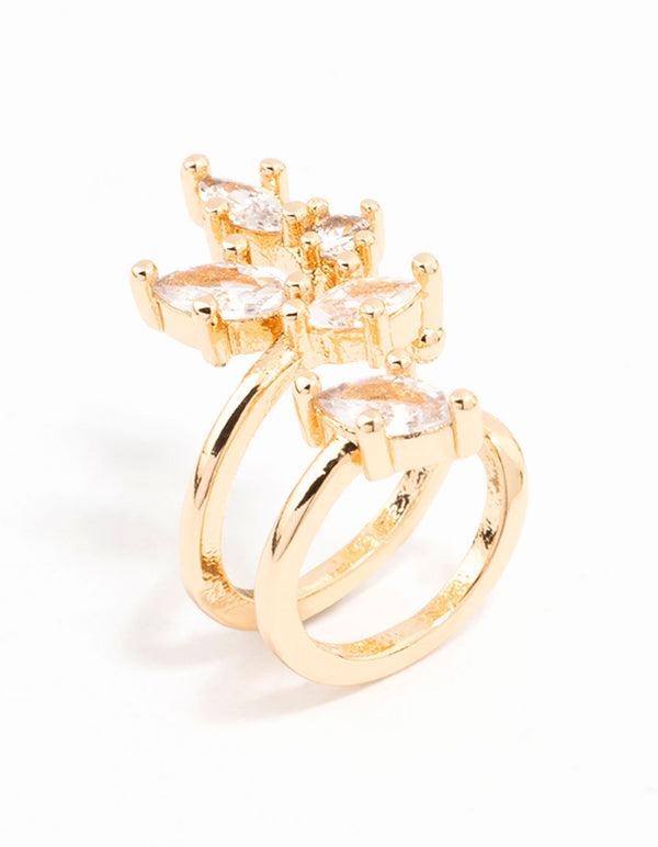 Gold Cubic Zirconia Leaf Wrapped Ear Cuff