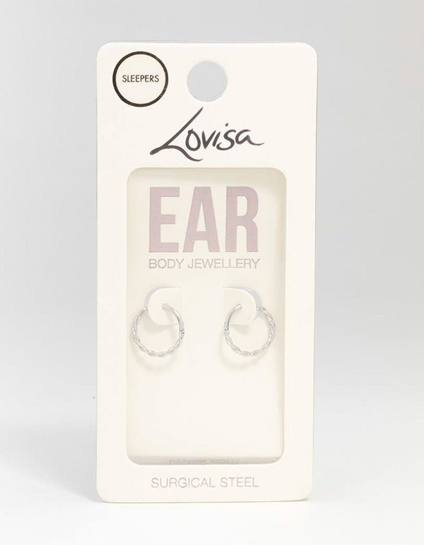 Surgical Steel Twisted Sleeper Hoop Earrings 10MM