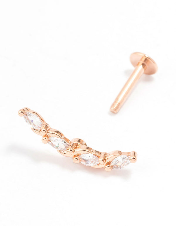 Rose Gold Plated Surgical Steel Marquise Weave Flat Back