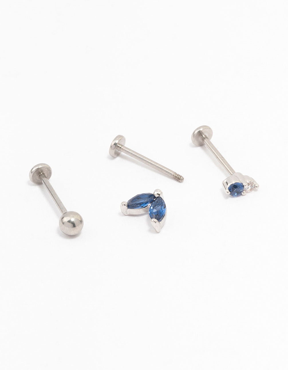 Surgical Steel Double Cubic Zirconia Marquise Flat Back 3-Pack