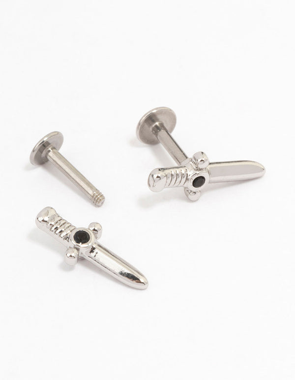 Surgical Steel Dagger Flat Backs 2-Pack