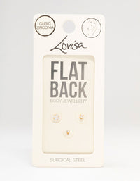 Gold Plated Surgical Steel Cubic Zirconia Flat Back 3-Pack - link has visual effect only