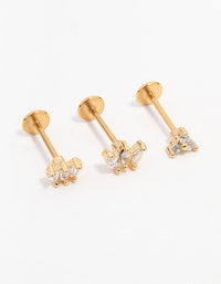 Gold Plated Surgical Steel Flower Crown Flat Backs 3-Pack - link has visual effect only