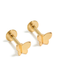 Gold Plated Surgical Steel Metal Butterfly Flat Backs 2-Pack - link has visual effect only