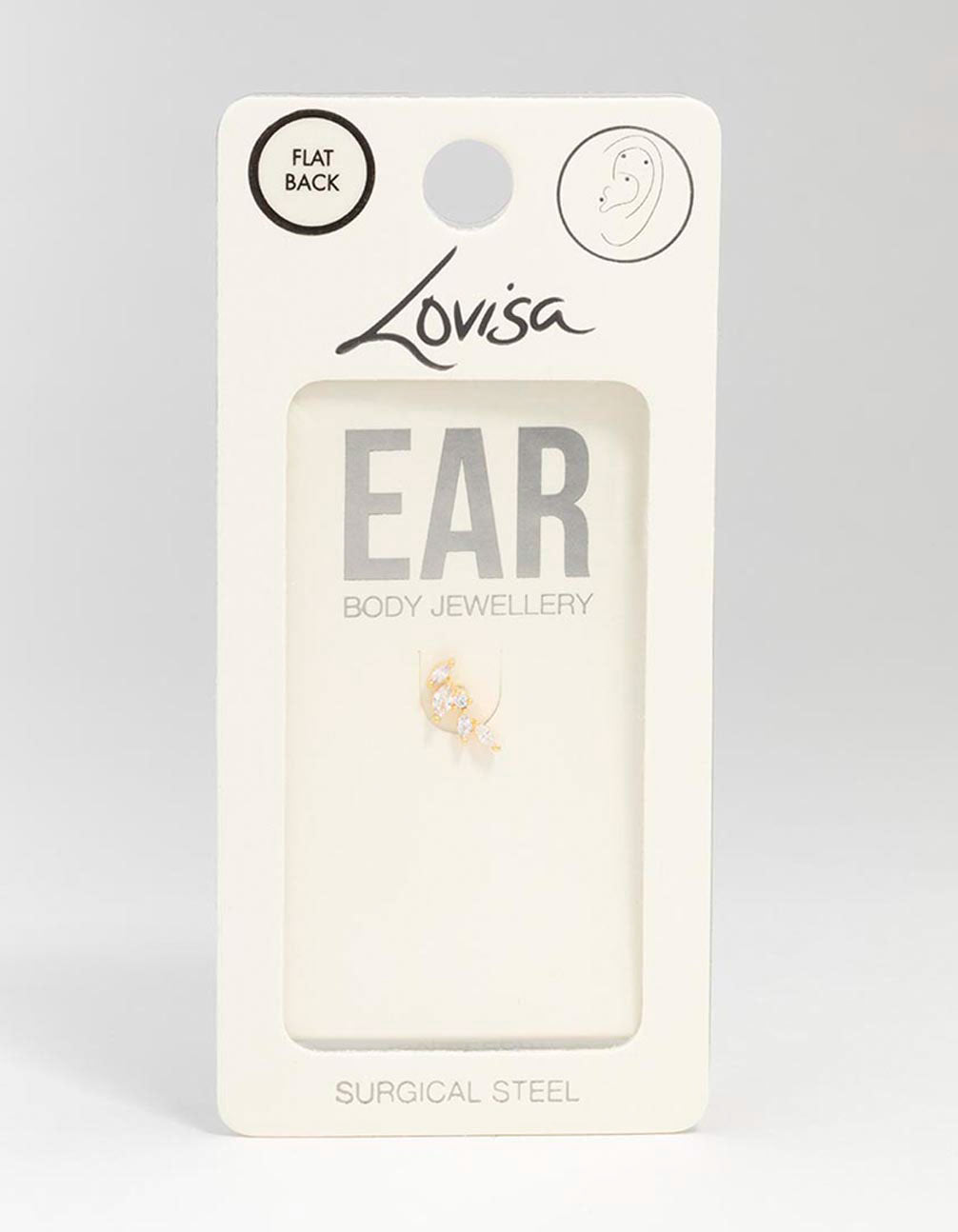 Gold Plated Surgical Steel Marquise Crawler Flat Back Earring