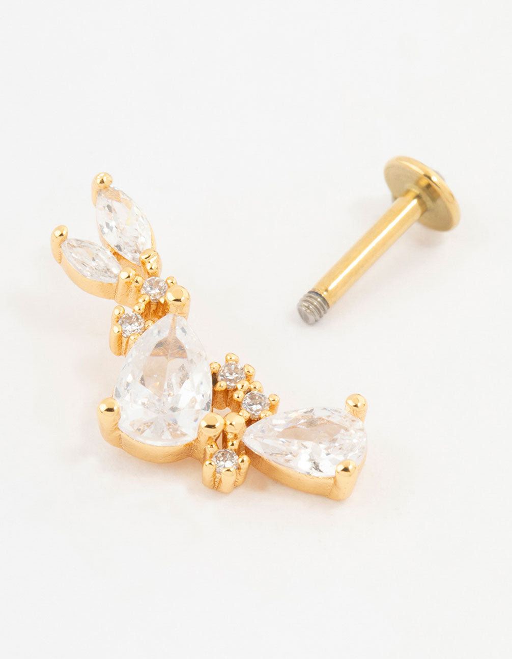 Gold Plated Surgical Steel Pear Cluster Flat Back