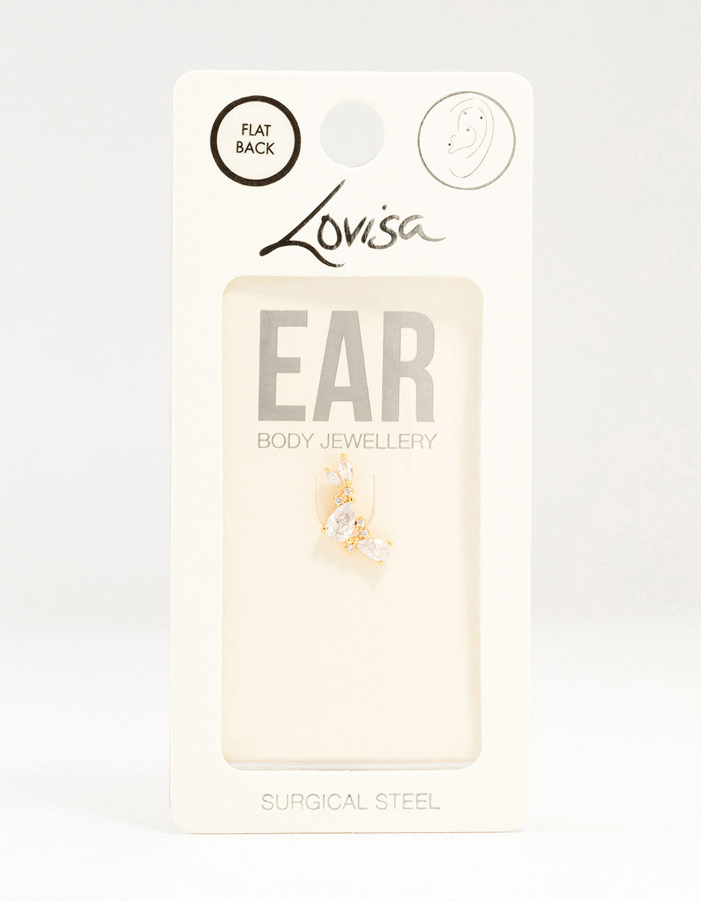 Gold Plated Surgical Steel Pear Cluster Flat Back