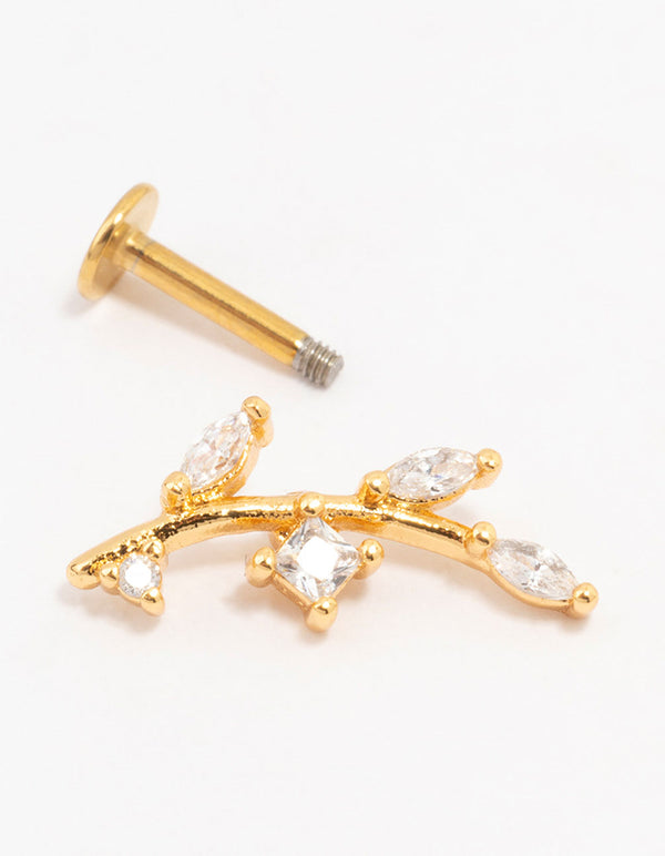 Gold Plated Surgical Steel Dainty Leaf Flat Back