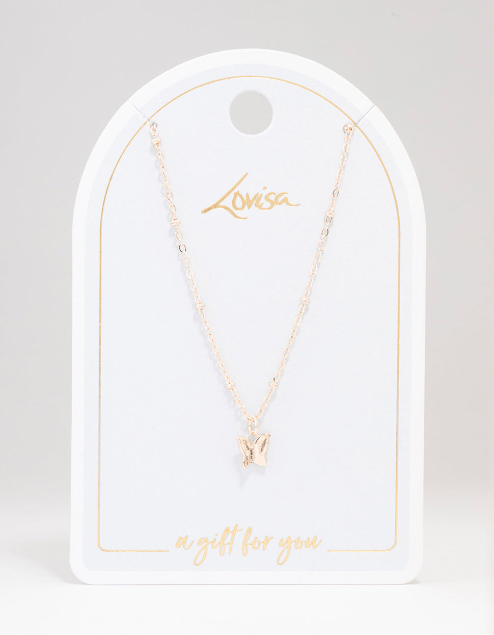 Rose Gold Mini Butterfly Pendant Necklace