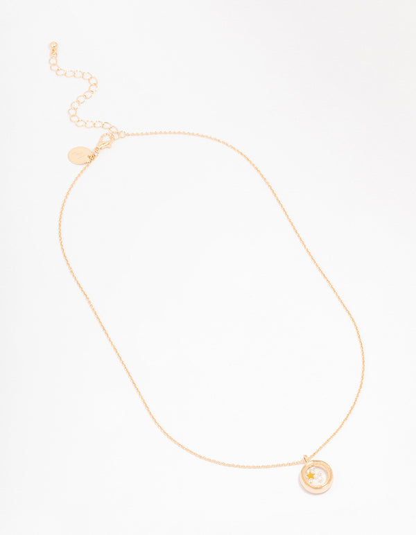 Gold Diamante Shaker Star Pendant Necklace