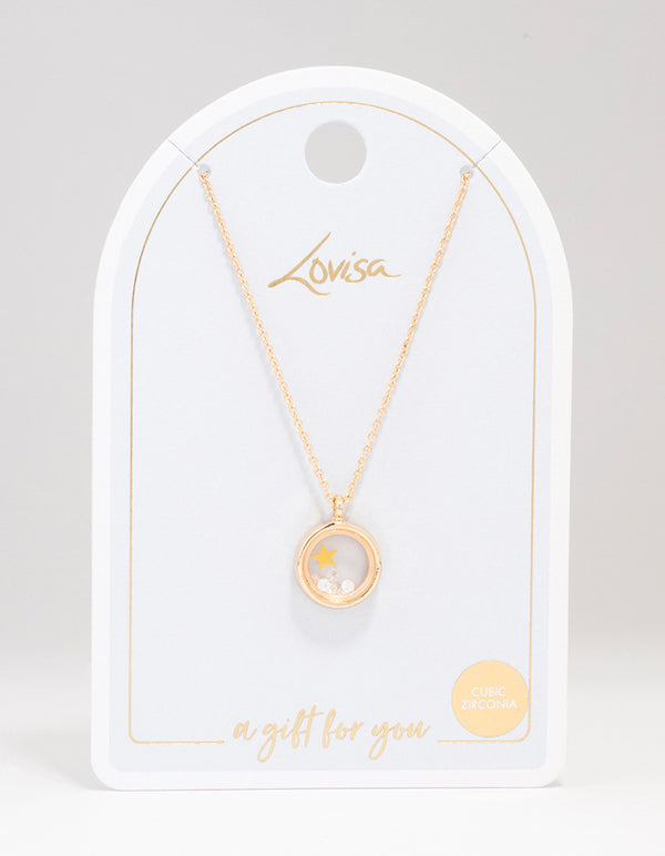 Gold Diamante Shaker Star Pendant Necklace