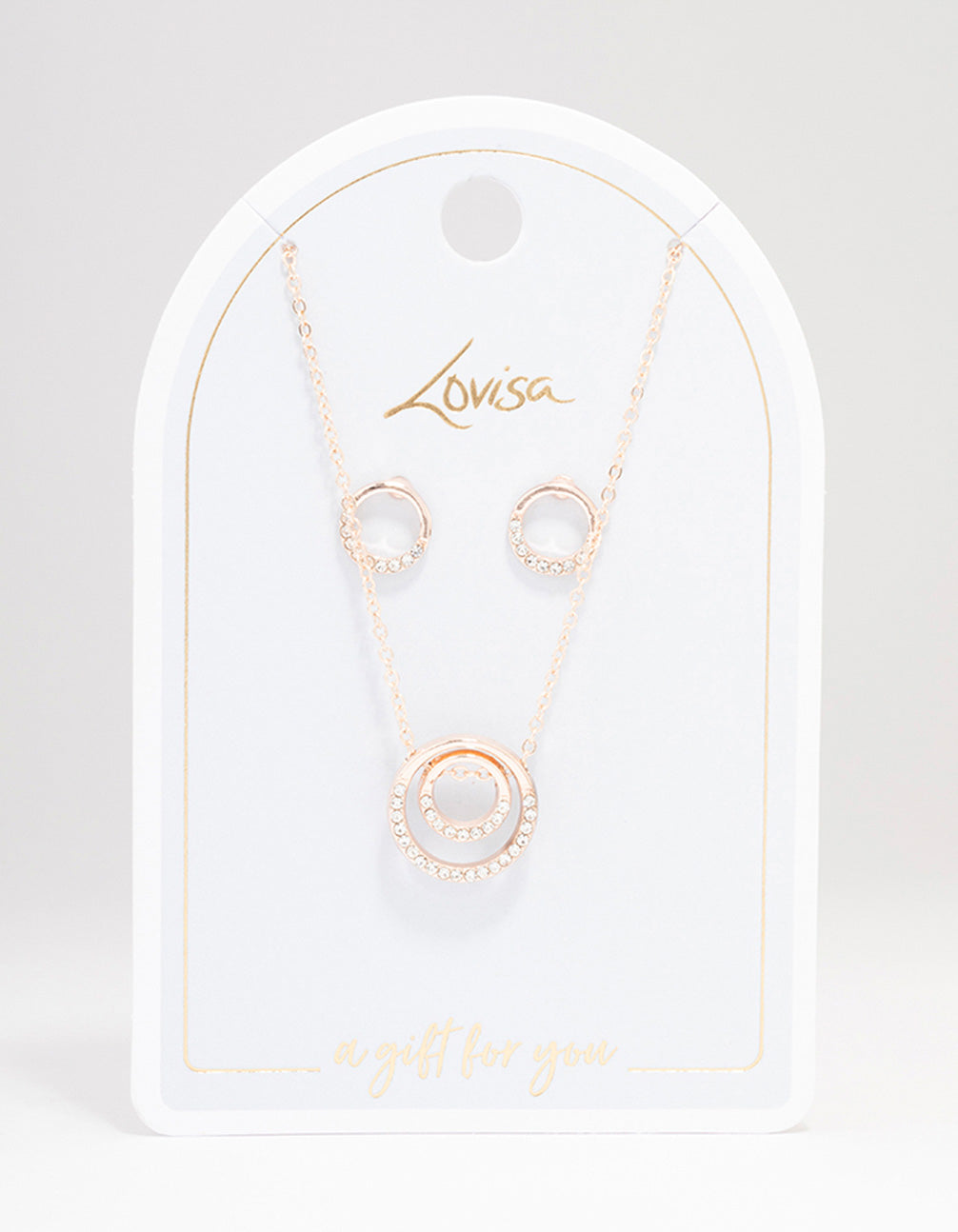 Rose Gold Double Open Circle Jewellery Set