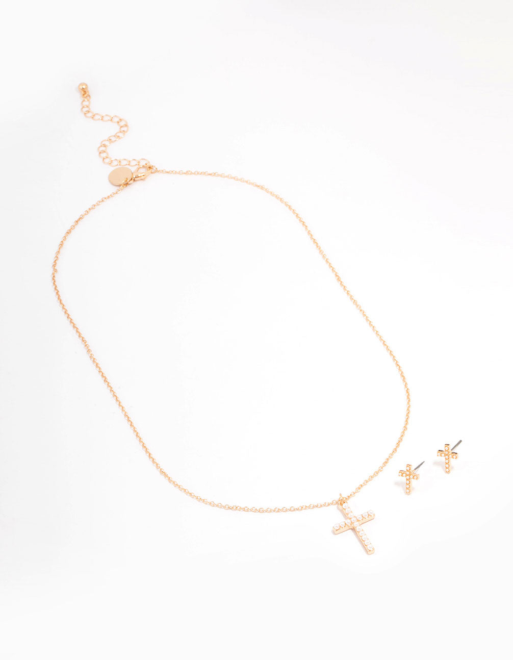 Gold Pearl Cross Jewellery Set
