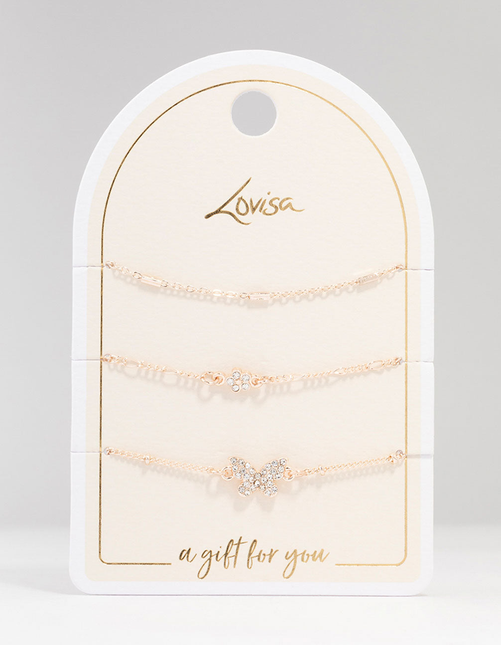 Rose Gold Pretty Butterfly Bracelets 3-Pack