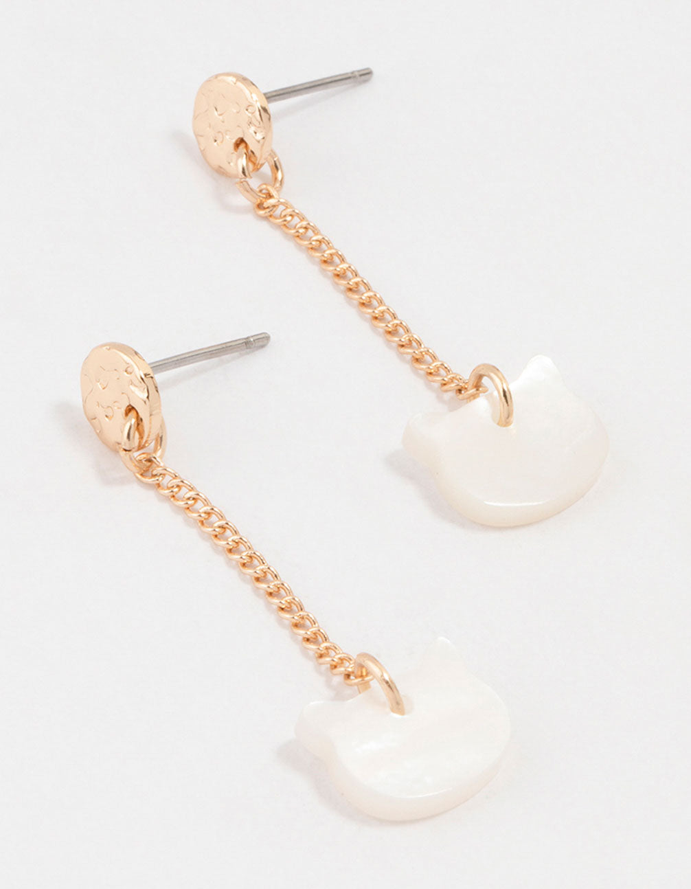 Gold Genuine Shell Cat Drop Earrings