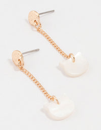 Gold Genuine Shell Cat Drop Earrings - link has visual effect only
