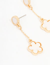 Gold Flower Chain Drop Earrings - link has visual effect only