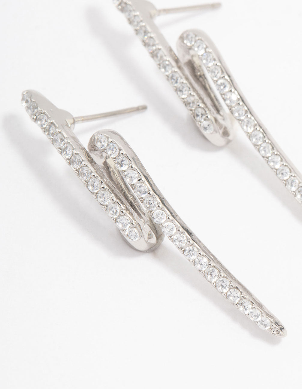 Silver Diamante Lightning Bolt Drop Earrings