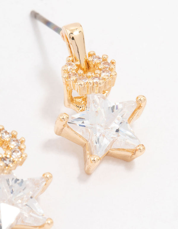 Gold Star & Wreath Stud Earrings