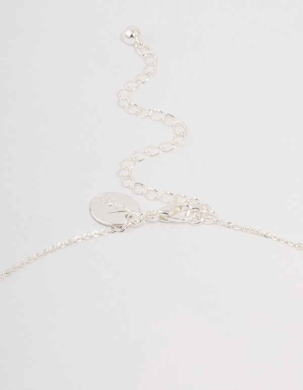 Silver Cubic Zirconia Flower Pearl Pendant Necklace