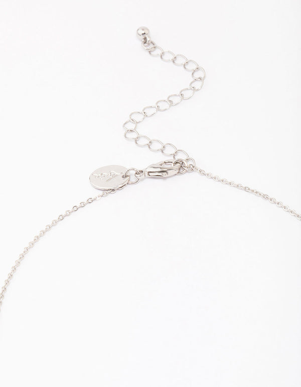 Silver Diamante Cross Pendant Necklace