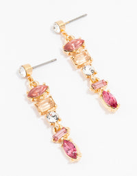 Gold Multi Shaped Stone Drop Earrings - link has visual effect only