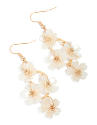 Gold Pearl Flower Vine Drop Earrings - link has visual effect only