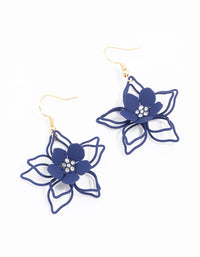 Purple Gold Wire Pearl Flower Drop Earrings - link has visual effect only