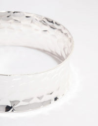 Silver Thick Hammered Open Wrist Cuff - link has visual effect only
