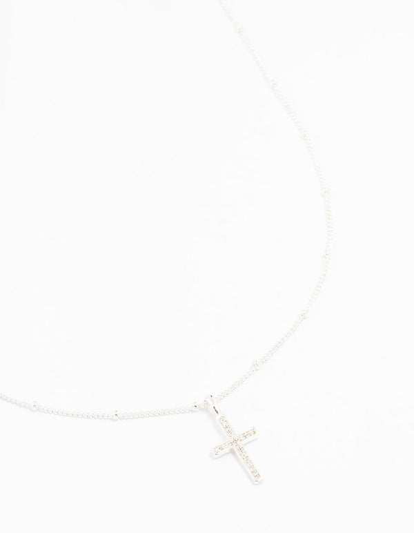 Silver Plated Pave Cubic Zirconia  Necklace