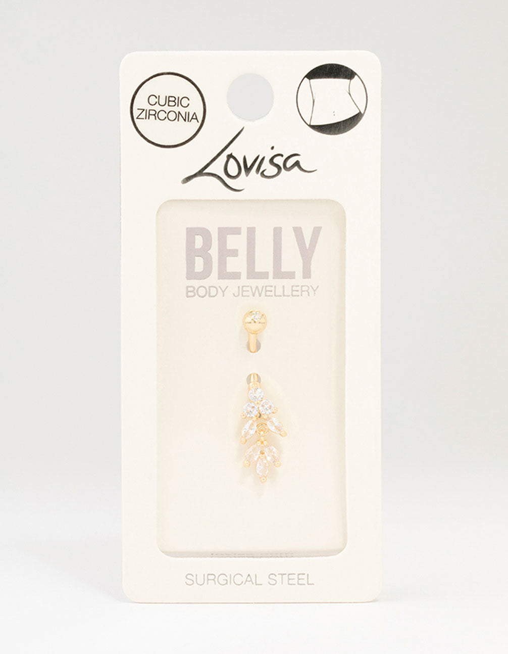 Gold Plated Surgical Steel Marquise Drop Belly Bar