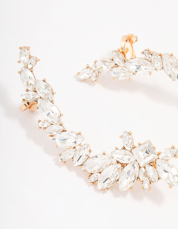 Gold Navette Crawler Earrings