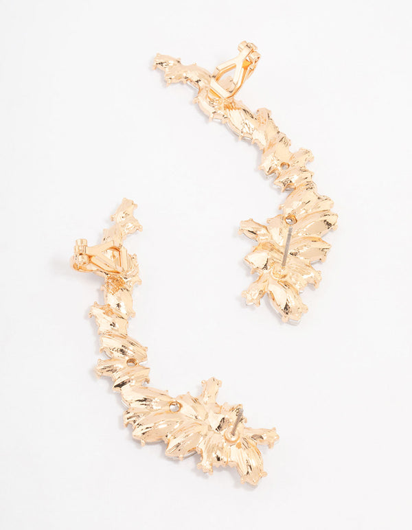 Gold Navette Crawler Earrings