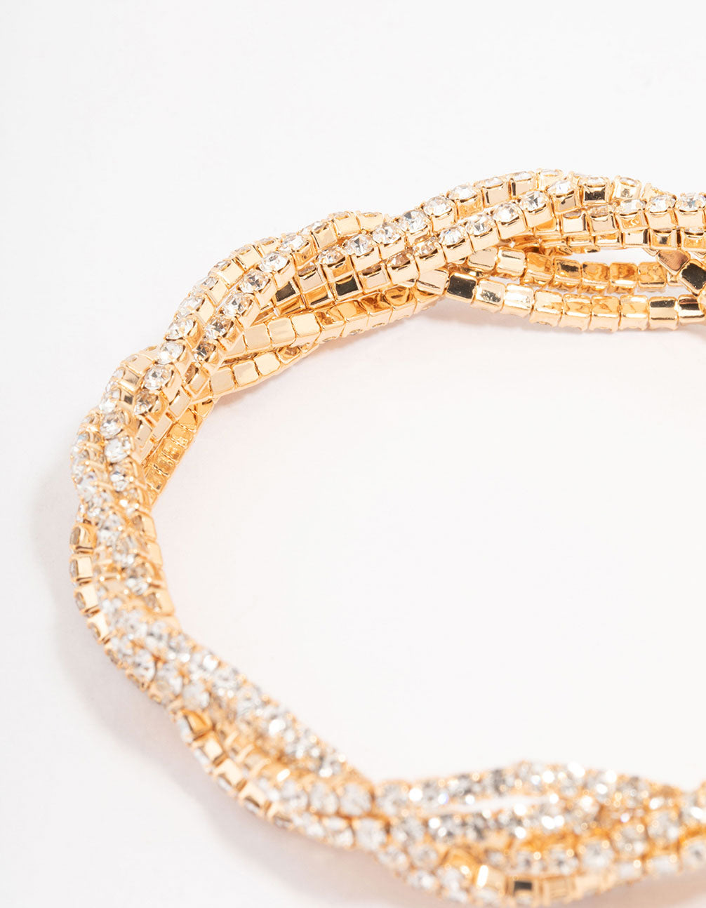 Gold Plated Braided Diamante Bracelet