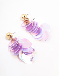 Gold & Purple Cluster Disc Drop Earrings - link has visual effect only