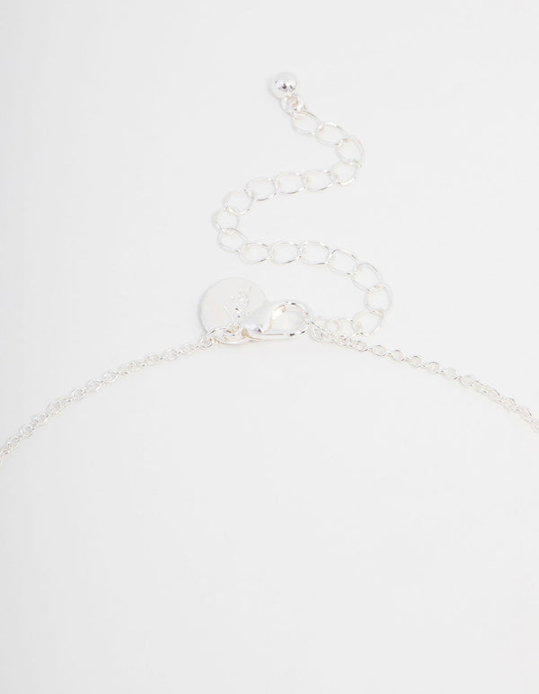 Silver Plated Diamante Round Cross Necklace