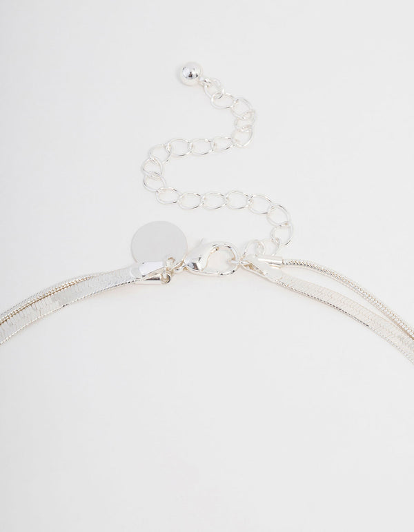 Silver Plated Plain Cross Snake Necklace 2-Pack