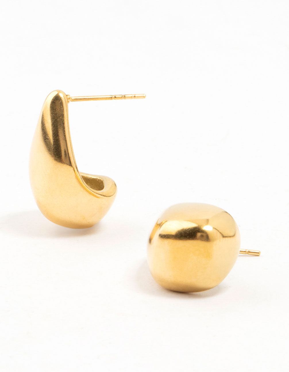 Featuring waterproof gold plated stainless steel organic drop earrings front view