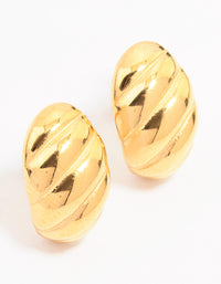 Waterproof Gold Plated Stainless Steel Croissant Stud Earrings - link has visual effect only