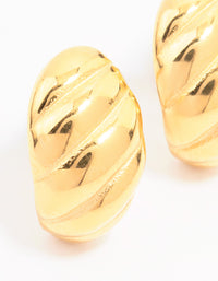 Waterproof Gold Plated Stainless Steel Croissant Stud Earrings - link has visual effect only