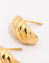 Waterproof Gold Plated Stainless Steel Croissant Stud Earrings - link has visual effect only