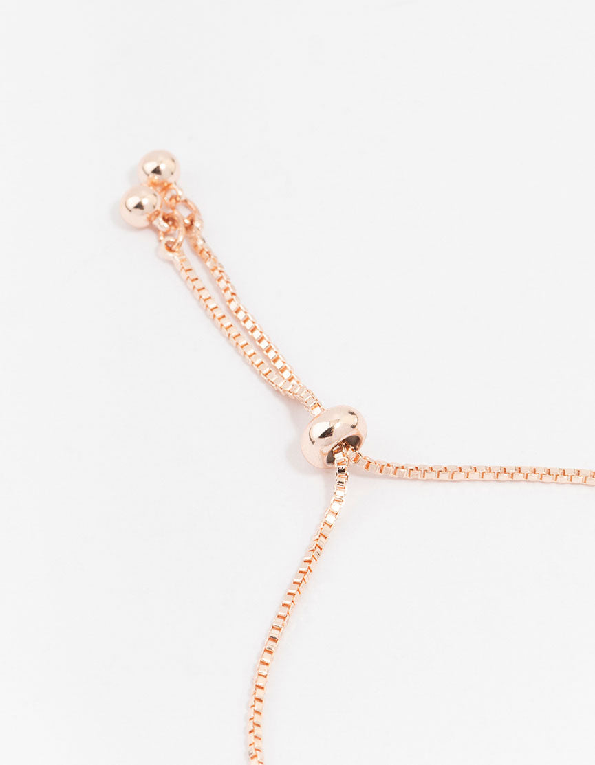 Rose Gold Plated Large Mother of Pearl & Mini Cubic Zirconia Heart Toggle Bracelet