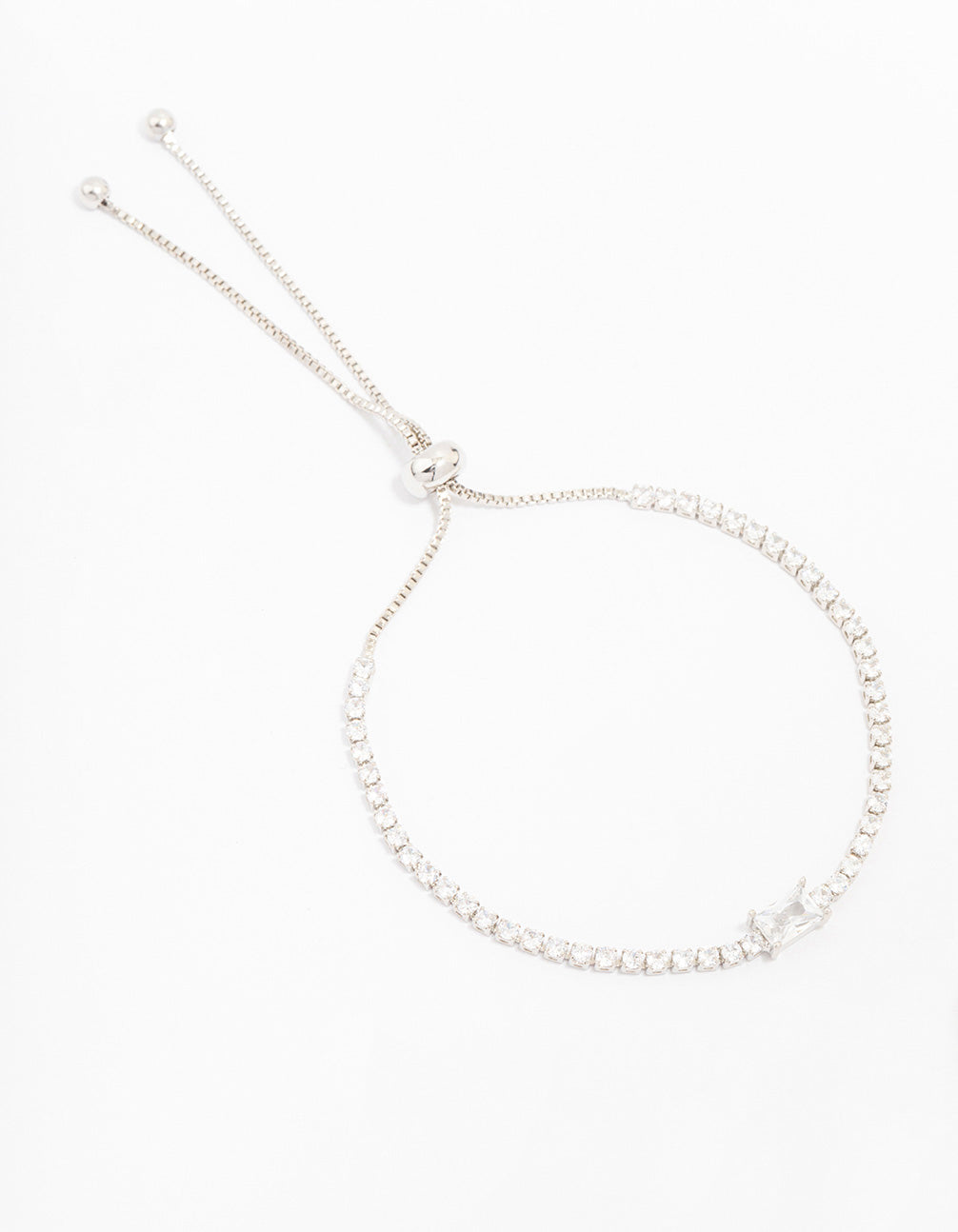 Silver Cubic Zirconia Toggle Bracelet